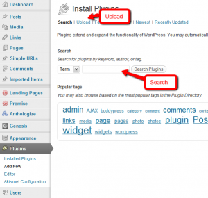 Upload or Search WordPress Plugins