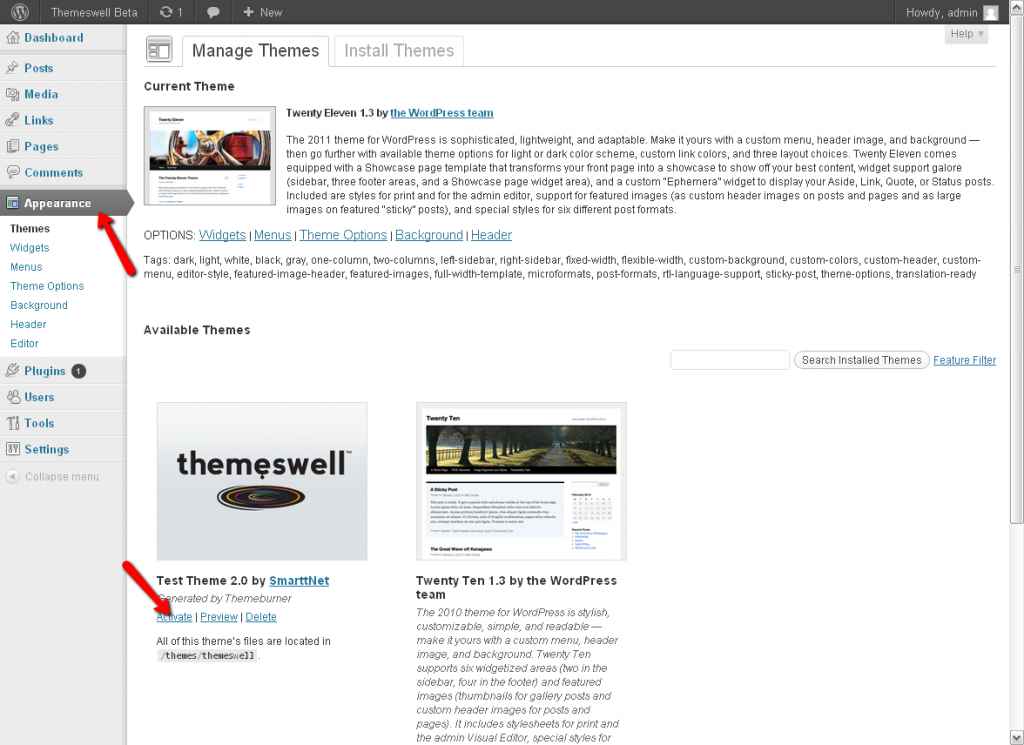 Activate Themeswell WordPress Theme