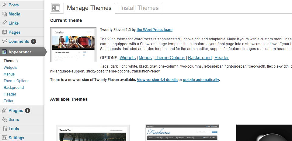 Installing a WordPress theme