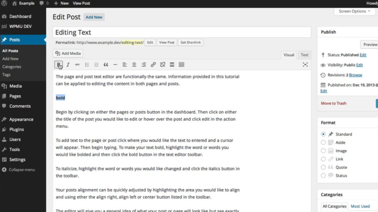 Step By Step Guide: Editing Text (The Classic Editor)