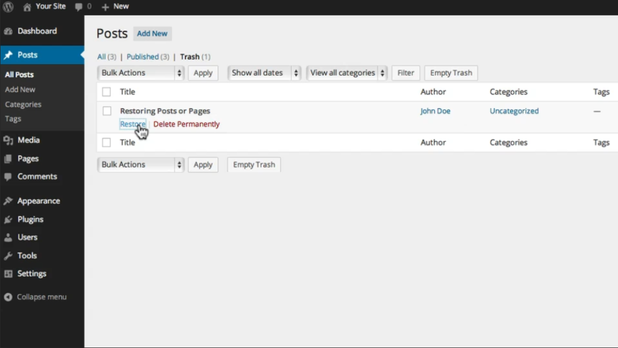 Step By Step Guide: Restoring Post